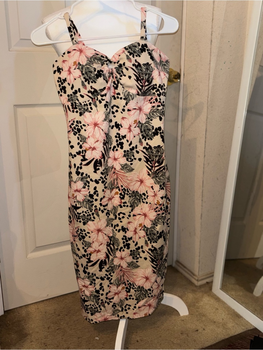 No Boundaries Pink and Cream Floral Midi Dress